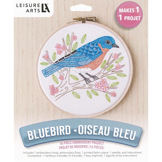Leisure Arts&#xAE; 6&#x22; Blue Bird Embroidery Kit